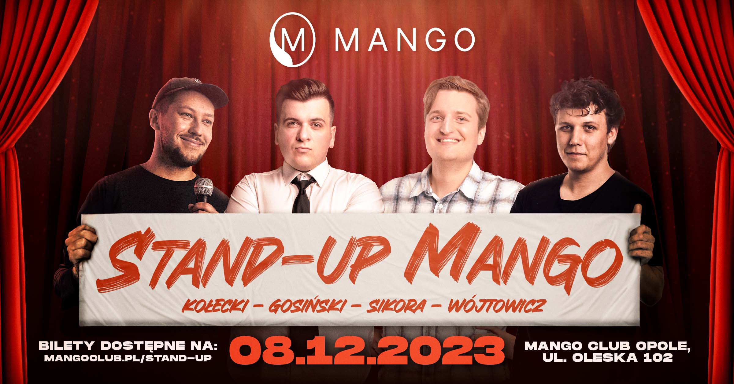 Stand-up, Comedy, Stand-up Opole, Mango, Opole, Tomek Kołecki, Patryk Gosiński, Grzegorz Wójtowicz, Czarek Sikora
